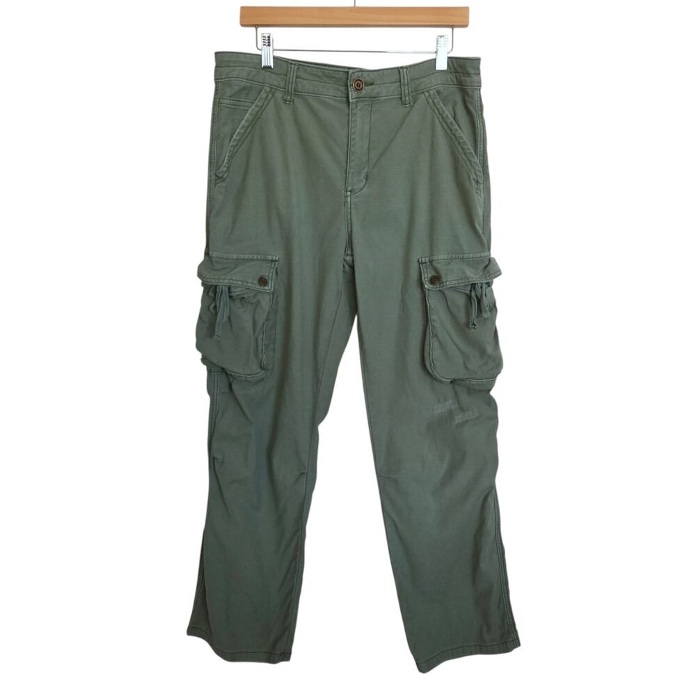 Anthropologie Pilcro Utility Cargo Pants Olive Green Distressed Sz 29 Gorpcore - Picture 2 of 15